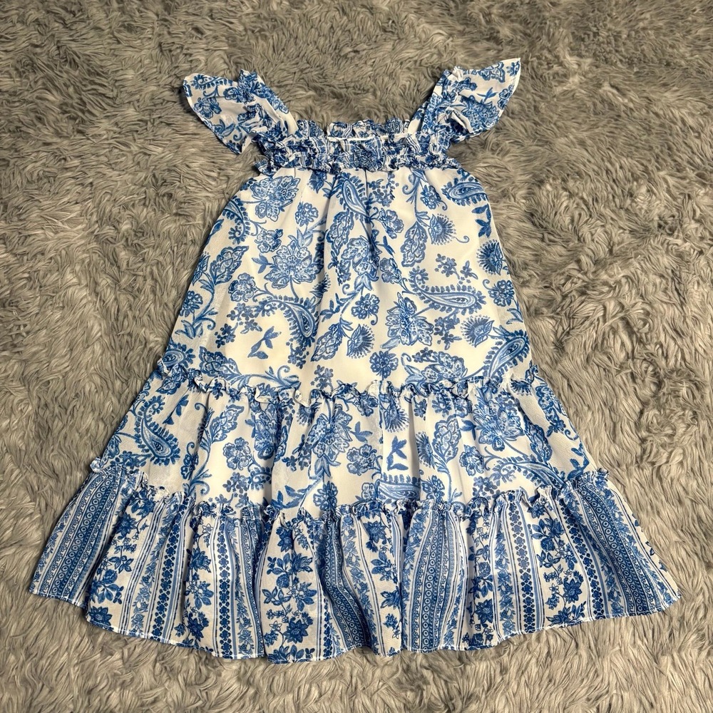 Jona Michelle Blue Floral Dress Toddler Girl 3T Summer Spring